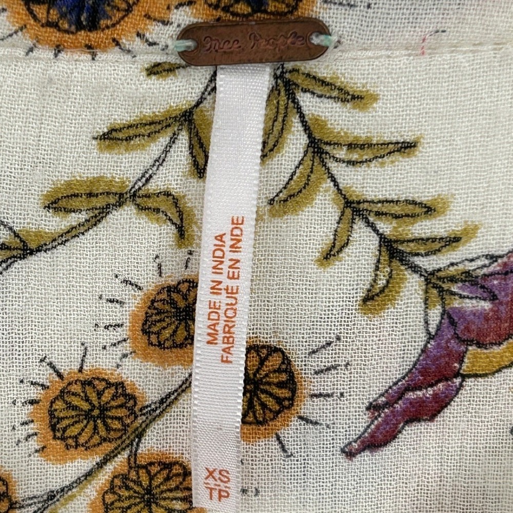 Free People Just The Two Of Us Tunic Dress XS Ivory Floral Boho Crochet Relaxed - Picture 5 of 15